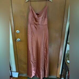 Elegant Satin Slip Dress in terracotta.